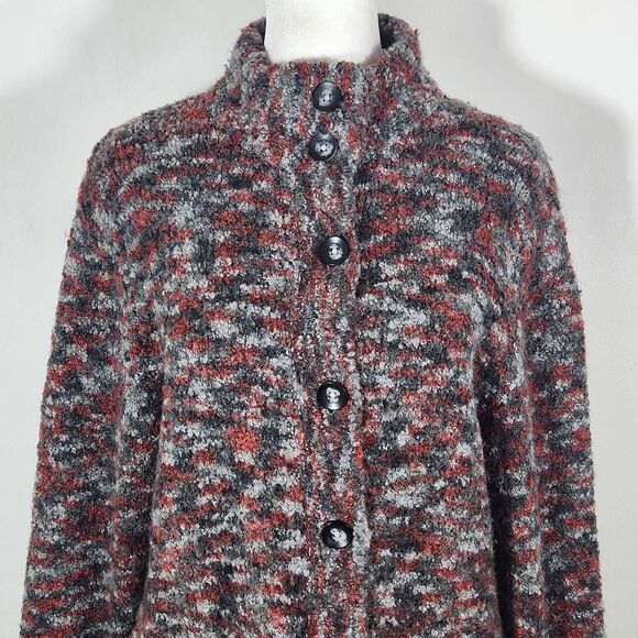 Woolrich Button-Front Cardigan Sweater Rust and Gray Wool Cardigan Size Small - Picture 2 of 9